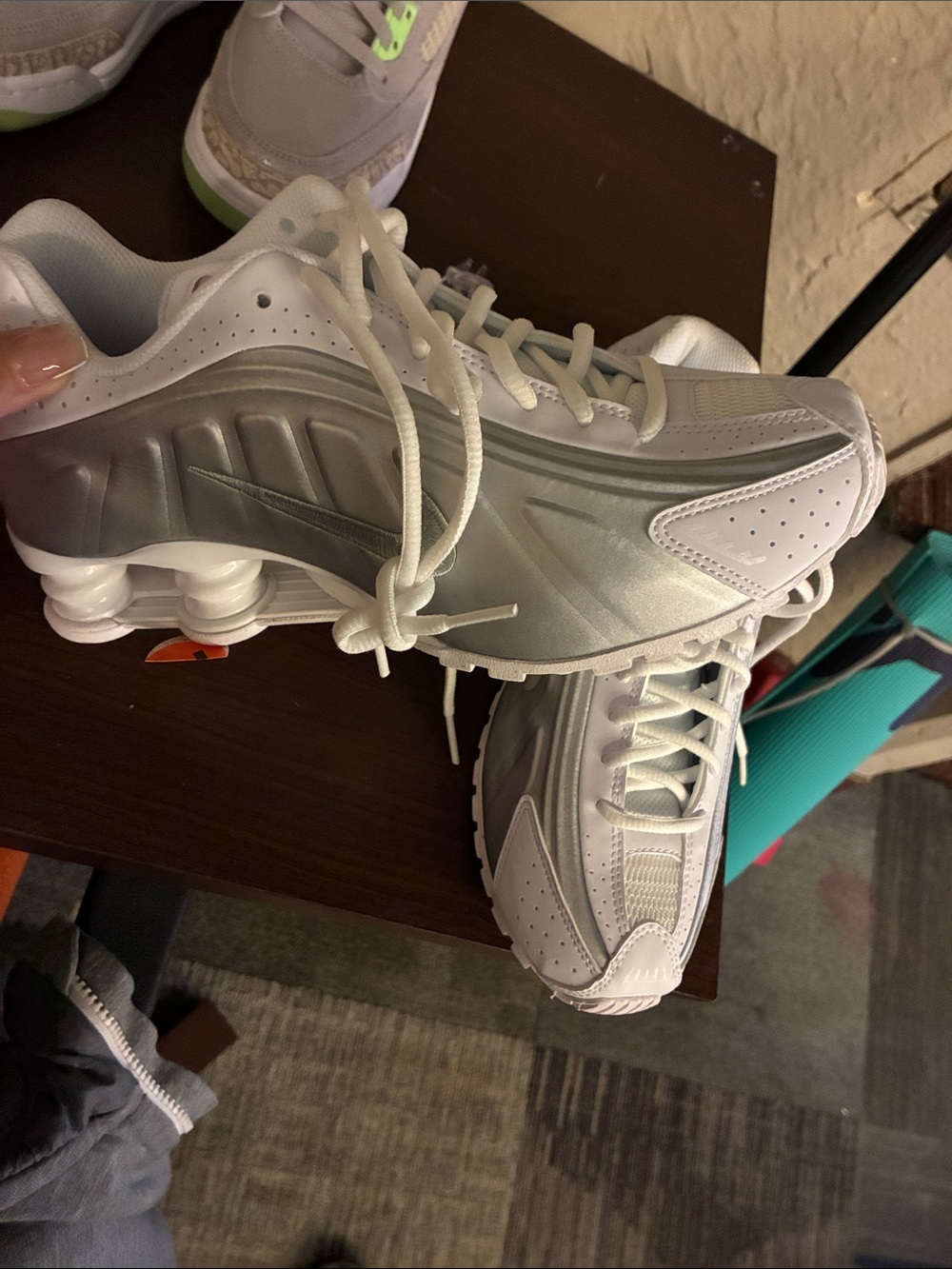 White/Silver Athletic Sneakers